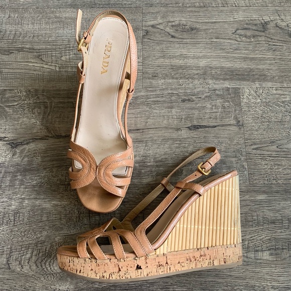 Prada Nude Wedges -  Size 40 Made in  Italy - Picture 4 of 7